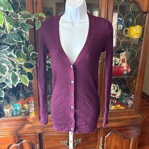 Vince 5F Bergdorf Goodman Cashmere Deep V Neck Shell Button Up Ribbed Sweater XS